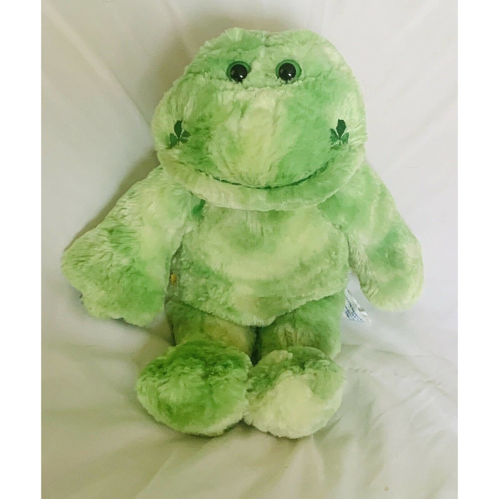 Build A Bear Happy Go Lucky Green Frog 15" Plush Shamrock Clover Stuffed Animal
